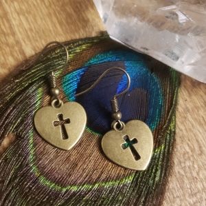 Cross & Heart Earrings Religious Jewelry Faith Love Hope Easter earrings Gift